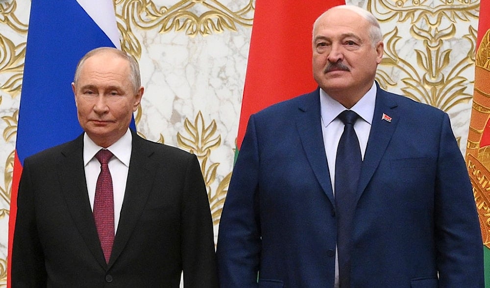 Russian President Vladimir Putin, and Belarusian President Alexander Lukashenko pose for a photo prior to a in Minsk, Belarus, Friday, Dec. 6, 2024. (AP)