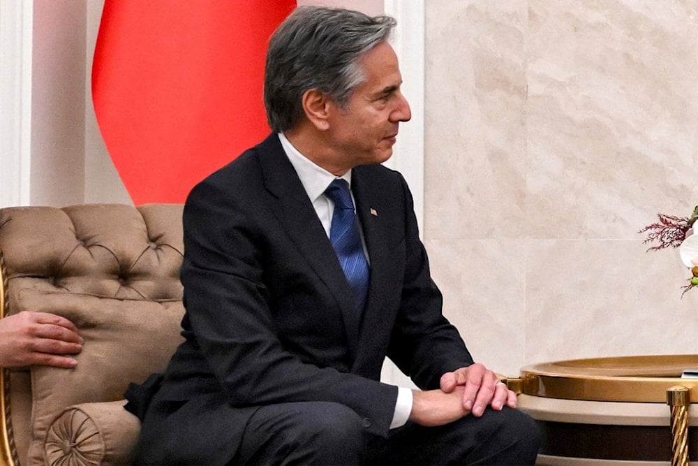 US Secretary of State Antony Blinken during a meeting with Turkish president Recep Tayyip Erdogan at Ankara Esenboga Airport on December 12, 2024 (AP)