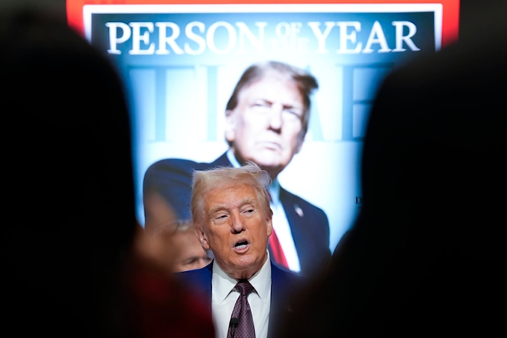 President-elect Donald Trump speaks during a Time magazine Person of the Year event at the New York Stock Exchange, Thursday, Dec. 12, 2024, in New York. (AP)