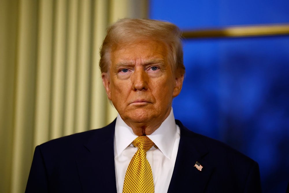 U.S. President-elect Donald Trump attends a meeting with French President Emmanuel Macron at the Elysee Palace in Paris, on December 7, 2024. (AP)