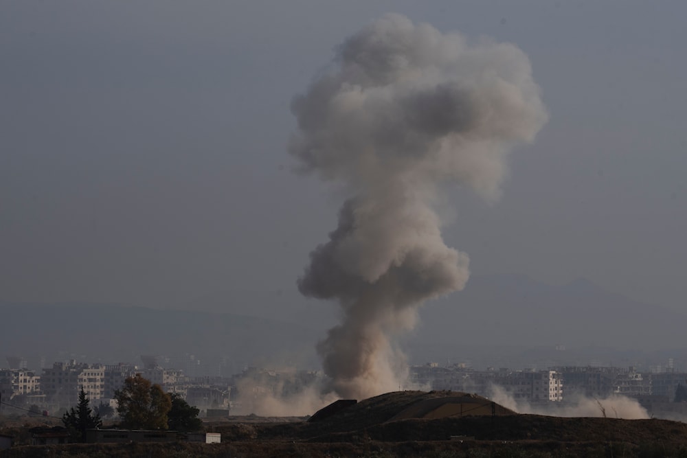 Smoke rises after an Israeli airstrike on an area in the outskirts of Damascus, Syria, on December 12, 2024. (AP)