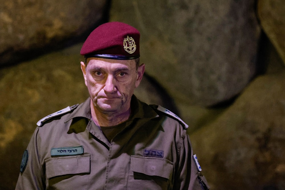 Israeli Chief of the General Staff Herzi Halevi attends a wreath-laying ceremony marking Holocaust Remembrance Day in the Hall of Remembrance at Yad Vashem, the World Holocaust Remembrance Centre, in Jerusalem, Israel, on May 6, 2024. (AP)