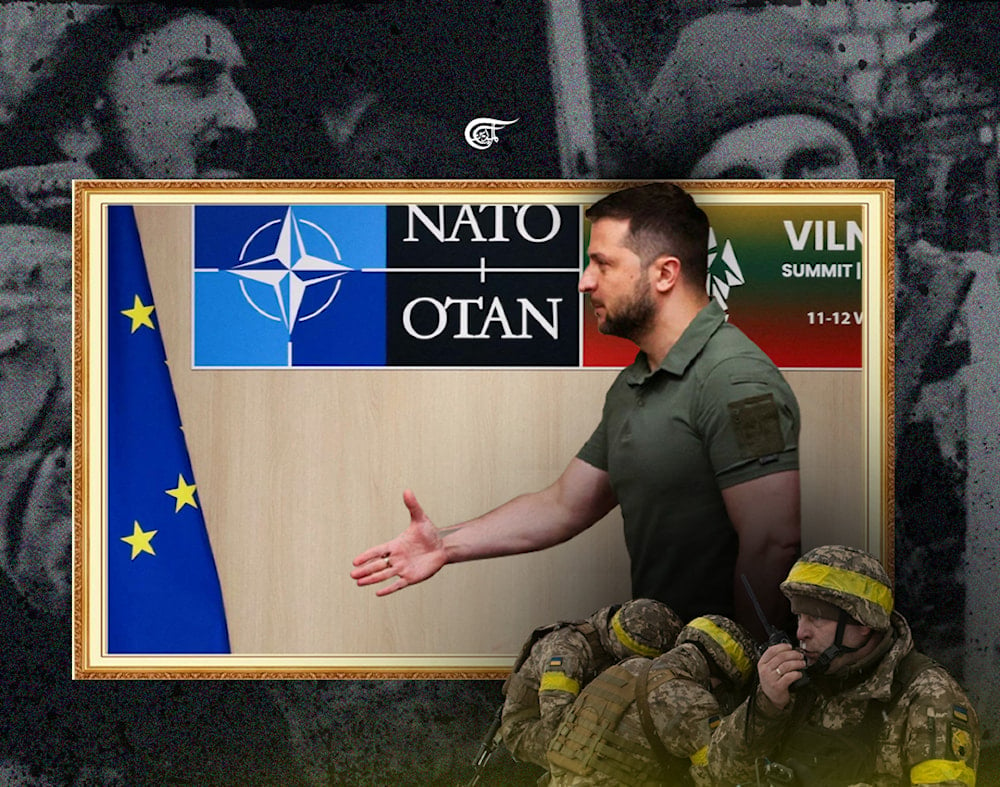 tatements by NATO representatives make it clear that Ukraine will not receive any invitation from the organization in the near future. (Al Mayadeen English; Illustrated by Zeinab el-Hajj)