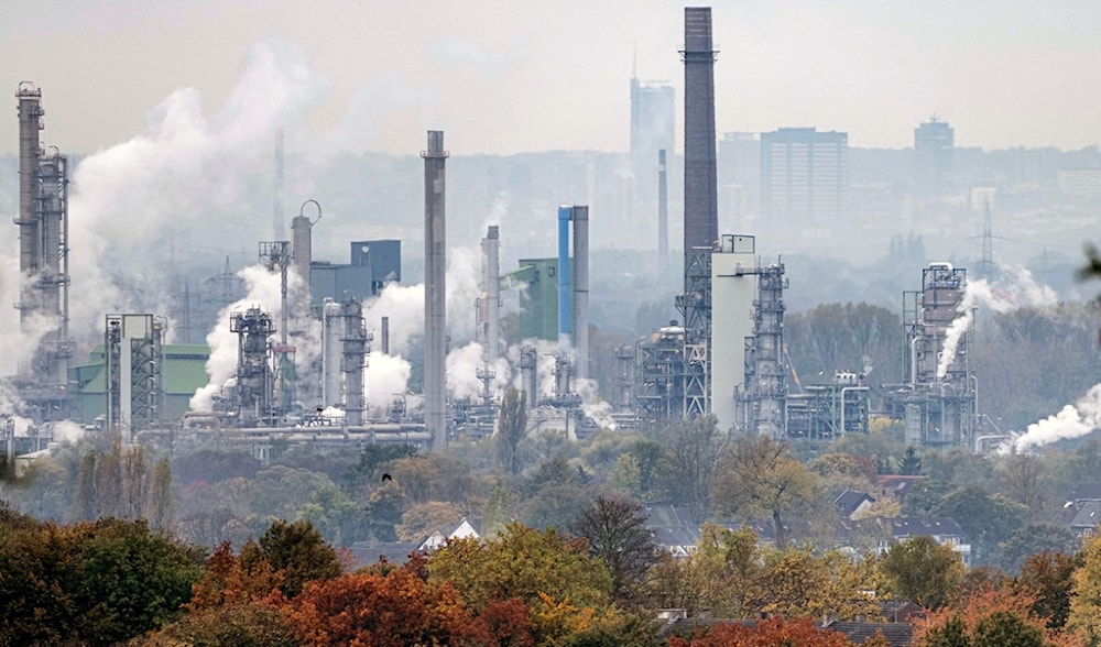 A BP refinery steams in Gelsenkirchen, Germany, Oct. 24, 2024. (AP)