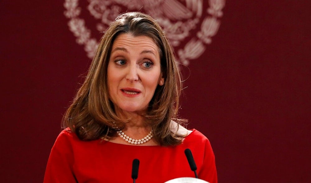 Deputy Prime Minister of Canada Chrystia Freeland speaks during an event to sign an update to the North American Free Trade Agreement, at the national palace in Mexico City, Dec. 10. 2019. (AP)