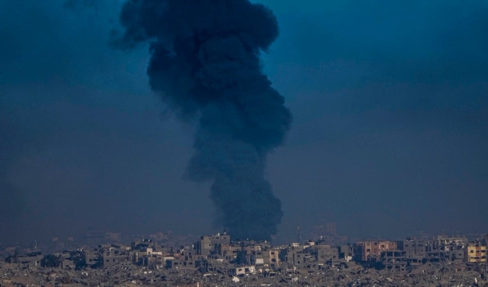 Smoke rises following an Israeli airstrike in the Gaza Strip, as seen from southern Israel, Dec. 29, 2023. (AP)