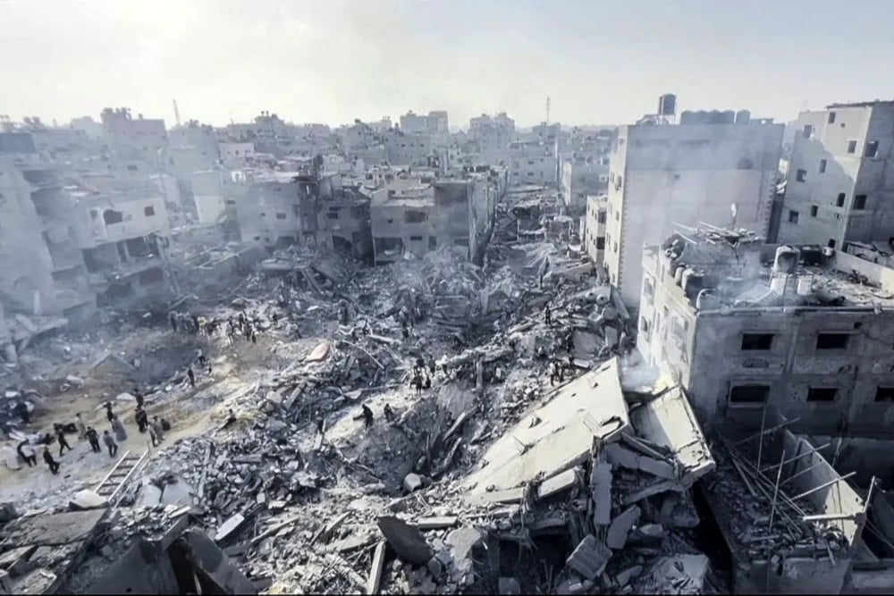   Palestinians check destruction in the aftermath of an Israeli strike on the Jabalia refugee camp in the Gaza Strip on Nov. 1. AFP via Getty Images