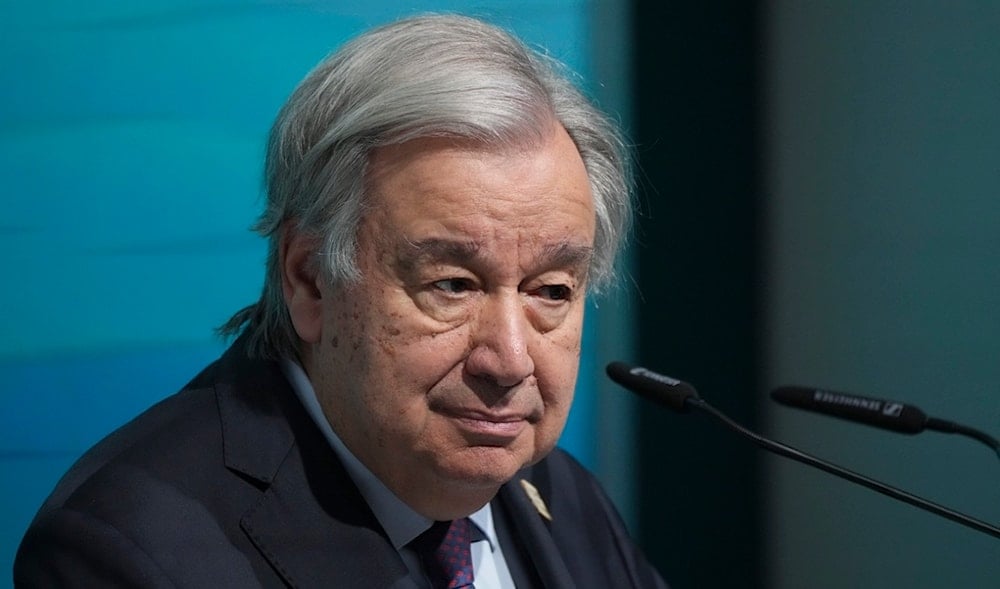 Antonio Guterres, United Nations secretary-general, speaks during a news conference at the COP29 U.N. Climate Summit, Nov. 21, 2024, in Baku, Azerbaijan. (AP)