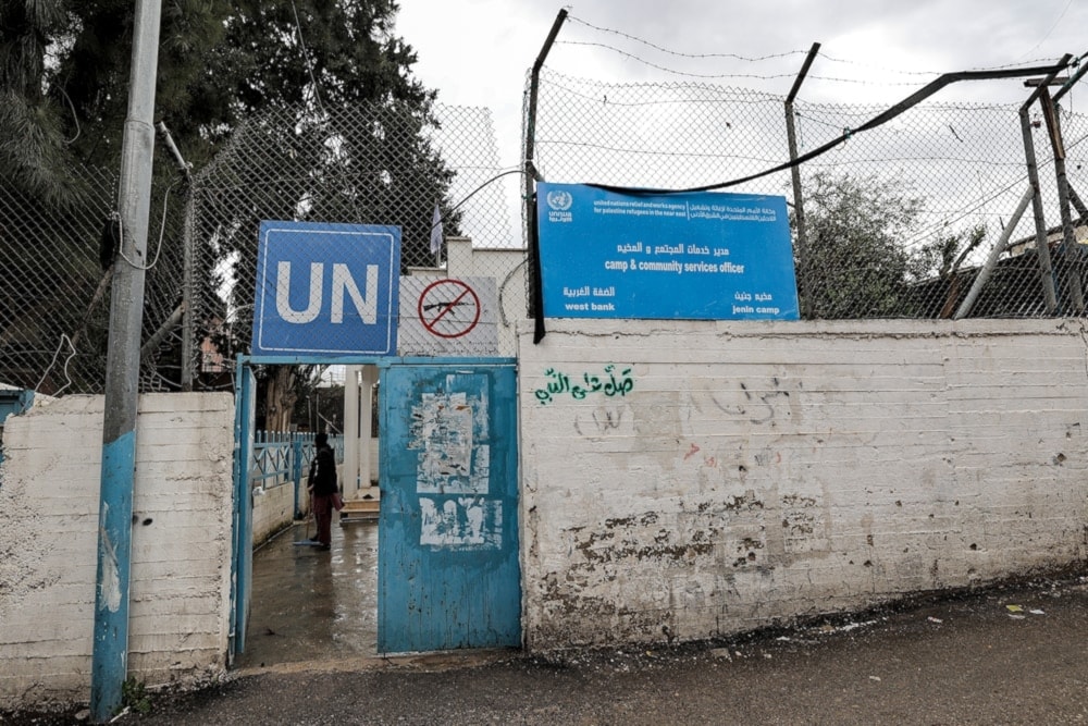 A faclility of the UNRWA is pictured in the city of Jenin in the occupied West Bank on Jnauray 30,2024. (AFP)