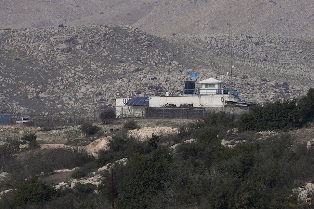 An U.N. post overlooks along the so-called Alpha Line that separates the Israeli-controlled Golan Heights from Syria, in the town of Majdal Shams, Thursday, Dec. 12, 2024. (AP)