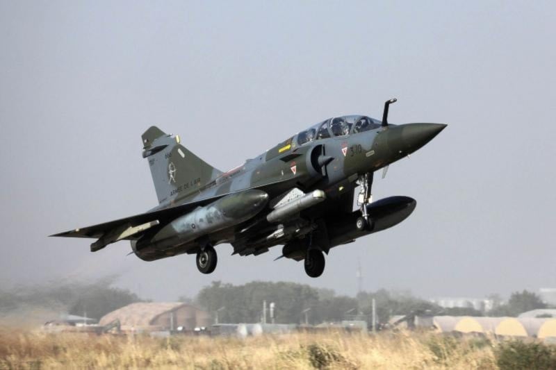 A file picture shows a Mirage 2000 aircraft of the French Air Force, taking off from the airbase in N’Djamena, undated. AFP