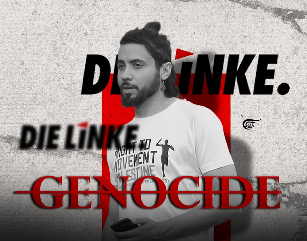 Die Linke’s opportunistic betrayal of the people of Gaza in times of genocide as a nominally left-wing party is nothing short of political suicide. (Al Mayadeen English; Illustrated by Zeinab El-Hajj)