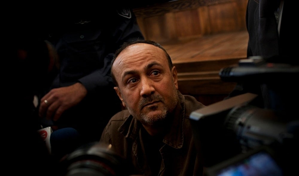 In this Jan. 25, 2012, file photo, senior Fatah leader Marwan Barghouti appears at a court in occupied al-Quds. (AP)