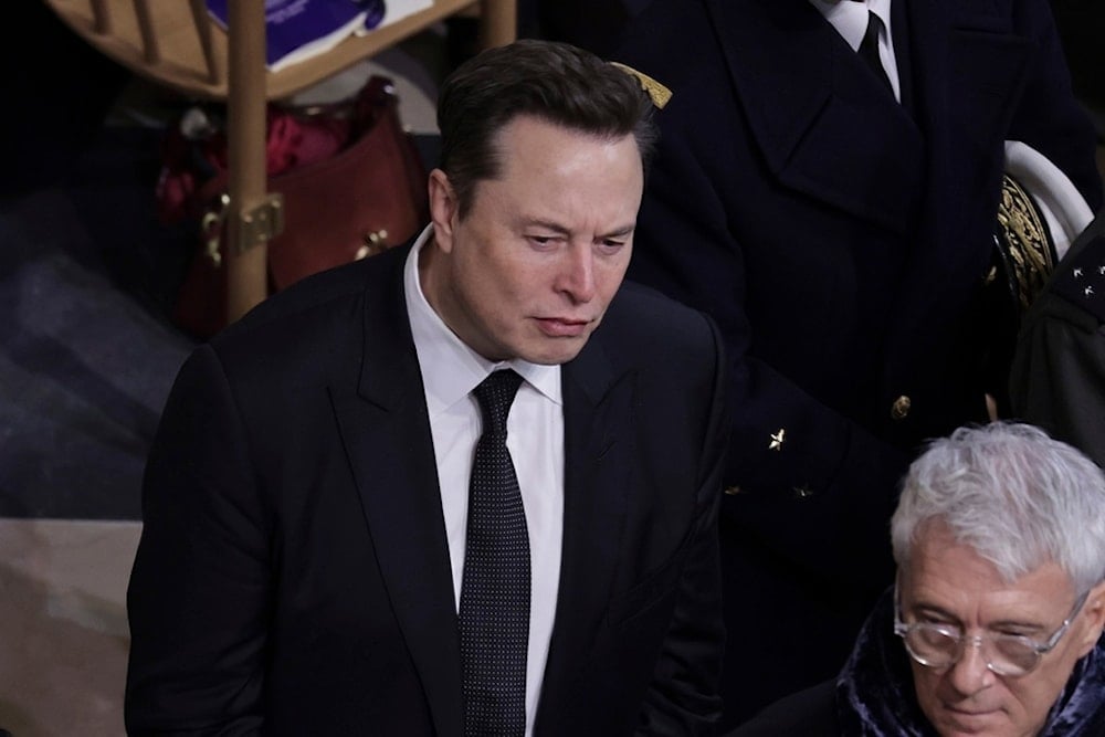 Elon Musk attends the formal reopening of France's iconic Notre Dame Cathedral Saturday, Dec. 7, 2024 in Paris. (Christophe Petit-Tesson, Pool via AP)