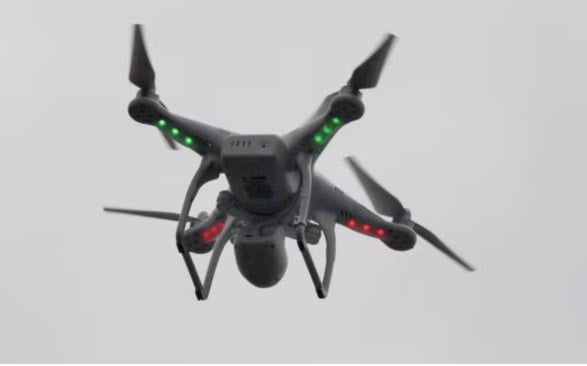  A drone flies over New York City. (AP)