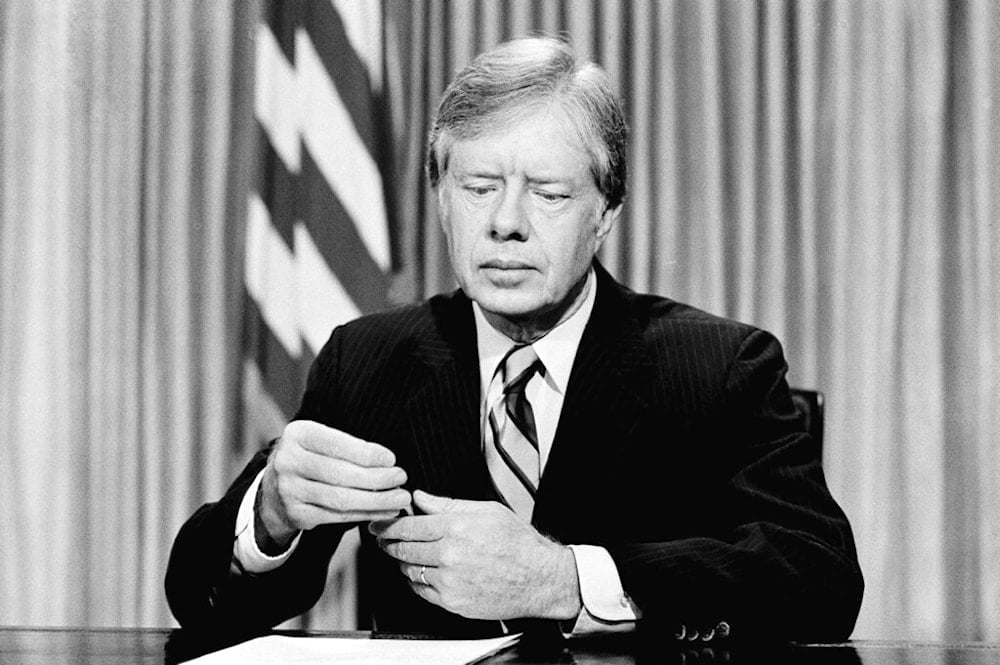 President Jimmy Carter prepares to address the American people on nationwide television from the Oval Office at the White House, April 25 ,1980 in Washington, on the failed mission to rescue the American hostages from Iran. (AP)