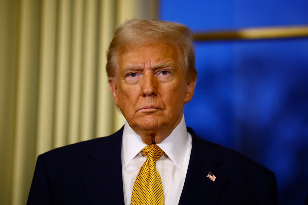 U.S. President-elect Donald Trump attends a meeting with French President Emmanuel Macron at the Elysee Palace in Paris, on December. 7, 2024. (AP)