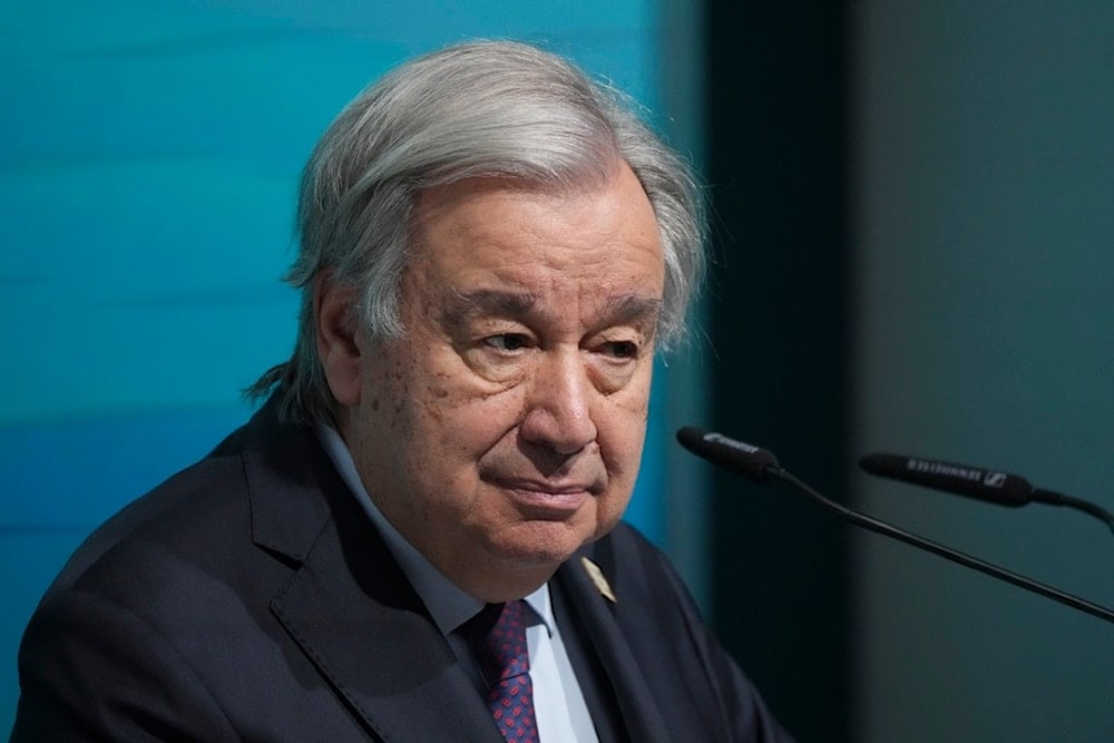 Antonio Guterres, United Nations secretary-general, speaks during a news conference at the COP29 U.N. Climate Summit, Thursday, Nov. 21, 2024, in Baku, Azerbaijan. (AP)