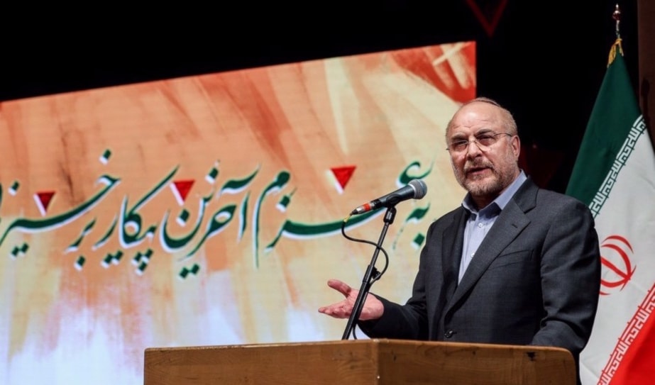 Iranian Parliament Speaker Mohammad Baqer Qalibaf addresses a meeting with university students in Tehran on December 8, 2024. (ICANA)