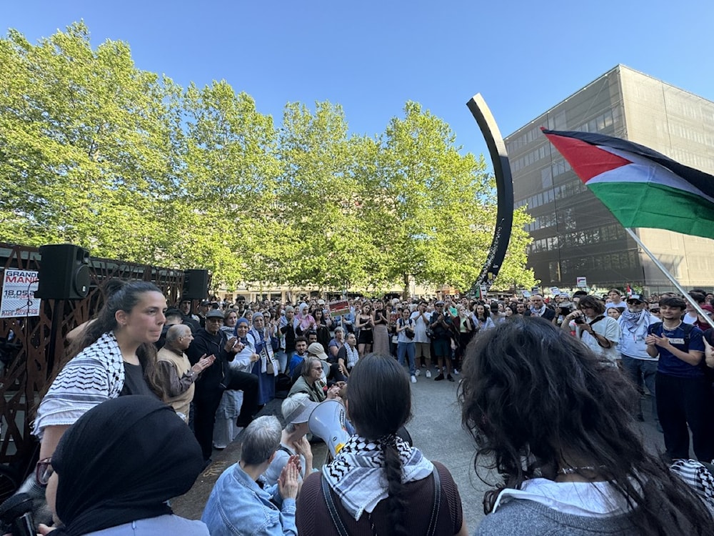 Students at the Swiss University of Geneva escalate their protests in solidarity with Palestine on May 14, 2024. (Social media)