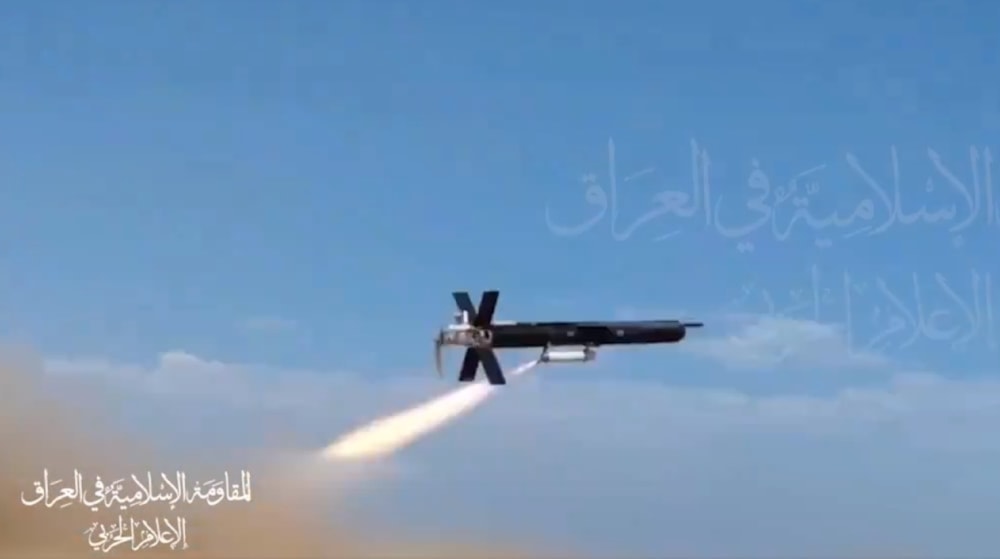 An image showing the launch of a drone taken from footage released by the Islamic Resistance in Iraq. (Military media)