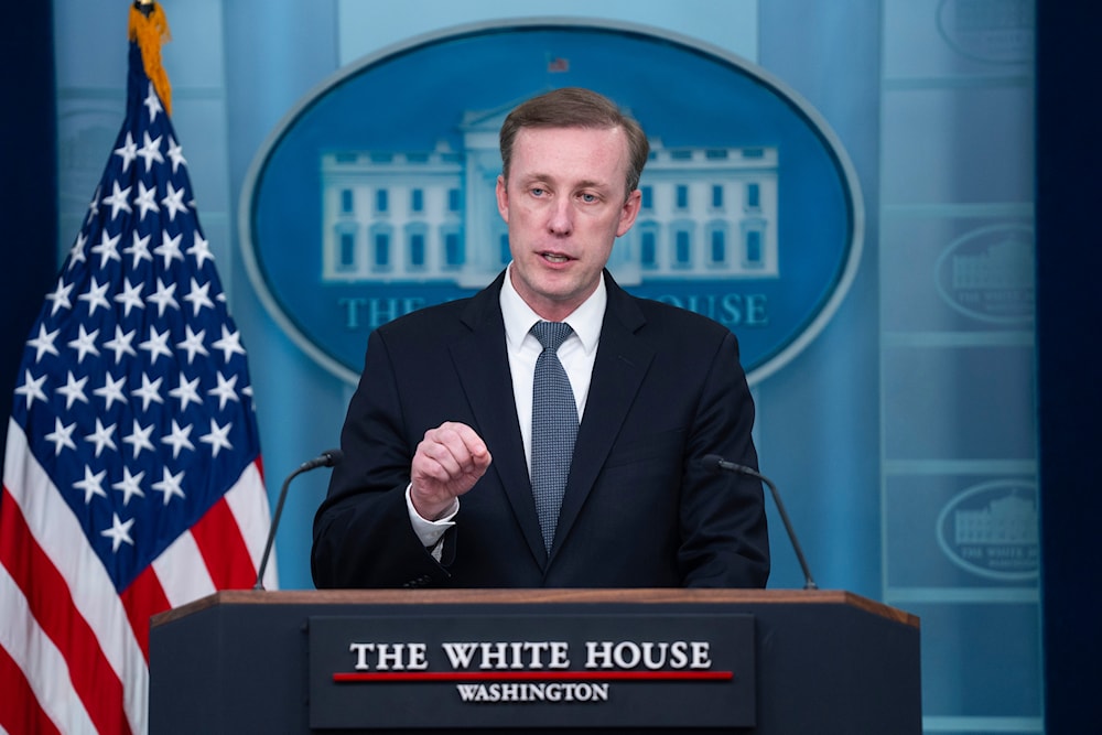 White House national security adviser Jake Sullivan speaks during a press briefing at the White House on April 24, 2024, in Washington. (AP)