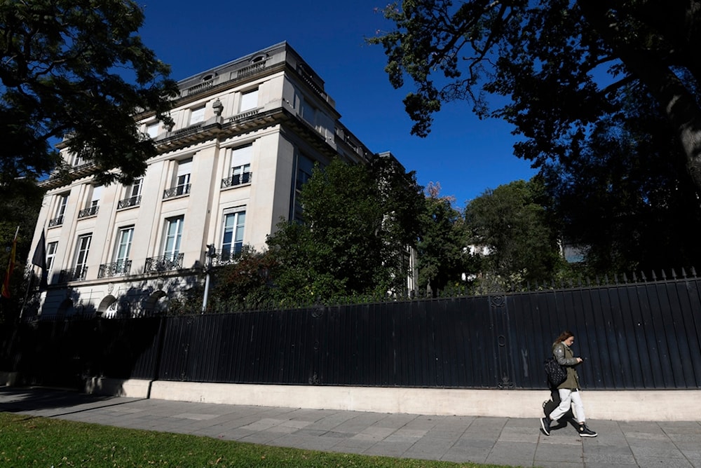Spain's embassy stands in the Palermo neighborhood of Buenos Aires, Argentina, Monday, May 20, 2024. (AP)