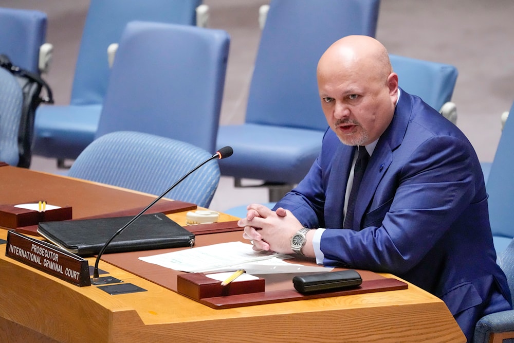 Karim Khan, Prosecutor of International Criminal Court, addresses a Security Council meeting on the situation in Sudan, on Thursday, July 13, 2023, at United Nations headquarters.(AP)