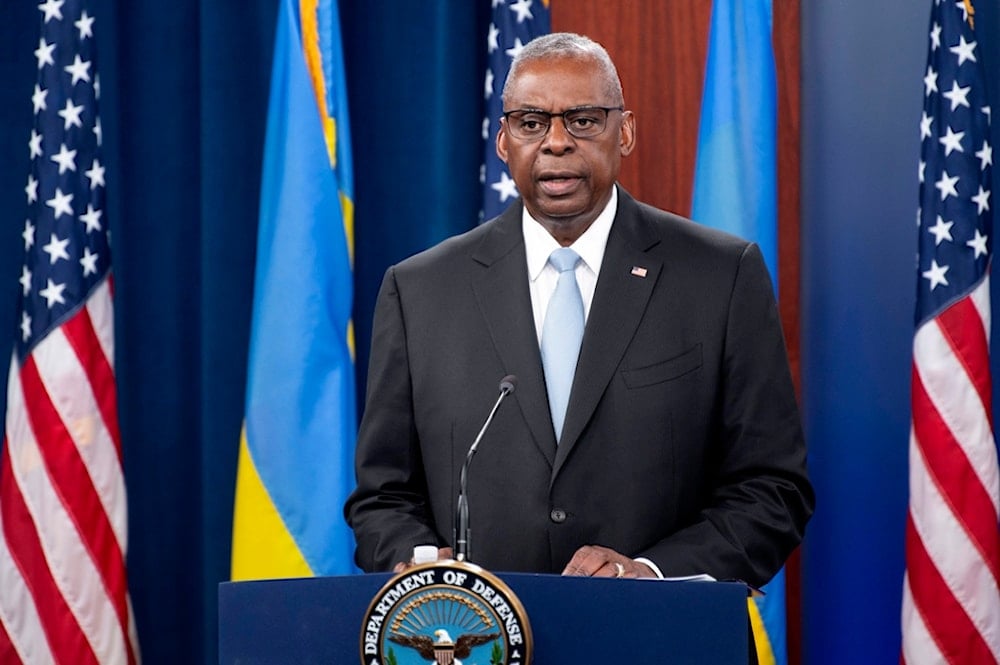 Defense Secretary Lloyd Austin speaks during a press briefing at the Pentagon on Monday, May 20, 2024, in Washington. (AP)