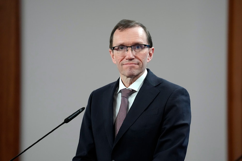 Norwegian counterpart Espen Barth Eide attends a joint press conference with German Foreign Minister Annalena Baerbock, at the Foreign Ministry in Berlin, Thursday, March 14, 2024. (AP)
