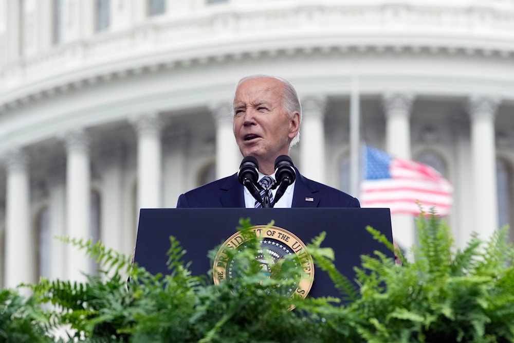 President Joe Biden speaks during a memorial service at the Capitol in Washington, Wednesday, May 15, 2024. (AP)