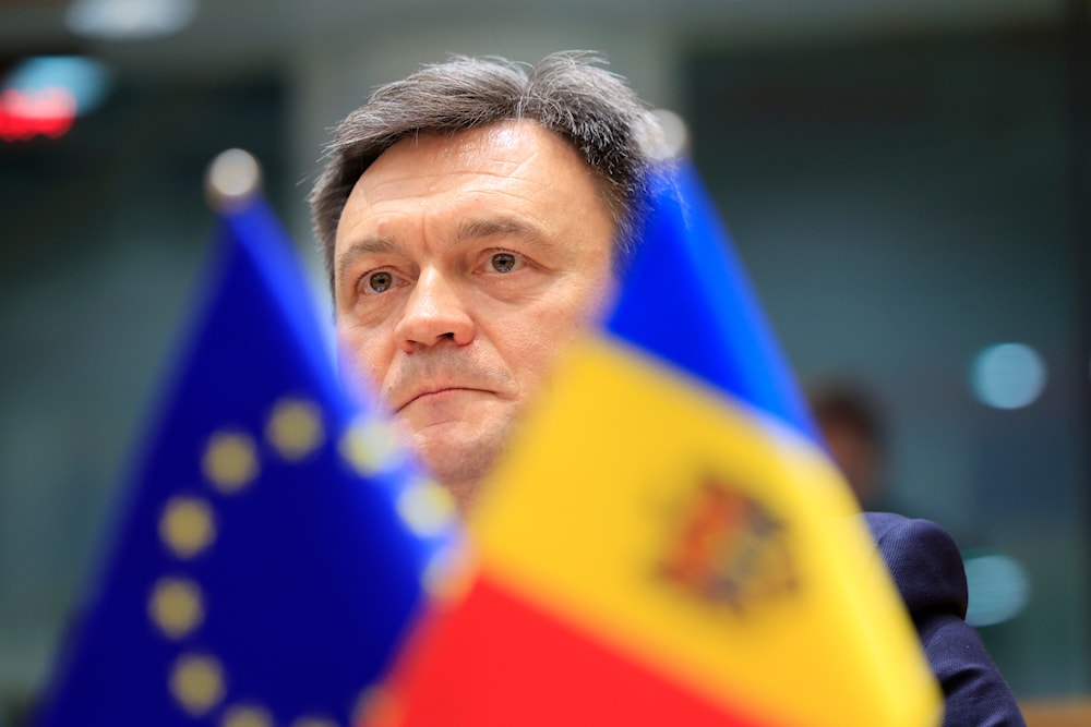 Moldova's Prime Minister Dorin Recean waits for the start of the EU-Moldova Association Council at the European Council building in Brussels, Tuesday, May 21, 2024. (AP)