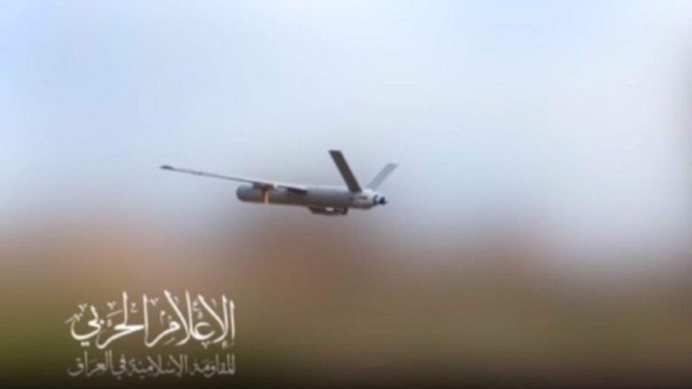This screen grab shows a drone fired by the Islamic Resistance in Iraq on a mission against an Israeli target in the occupied territories. (Resistance Media)