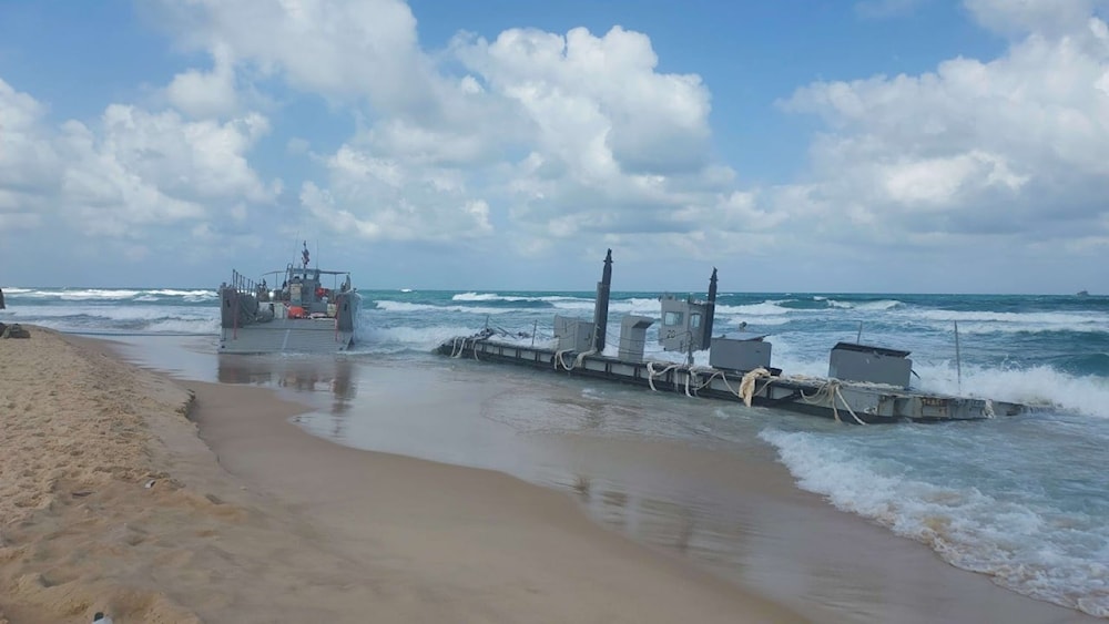 Image shows the washed off US pier that was supposed to on the coast of Gaza Strip on Thursday, May 25, 2024. (Social media)