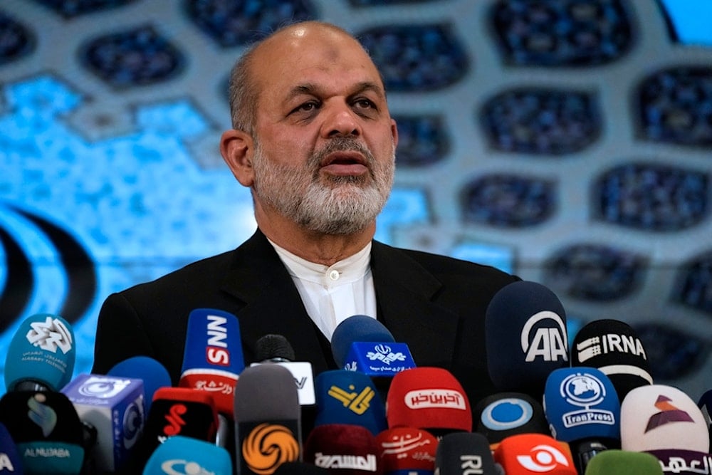 Iran's Interior Minister Ahmad Vahidi briefs the media on elections in Tehran, Iran, March 4, 2024. (AP)