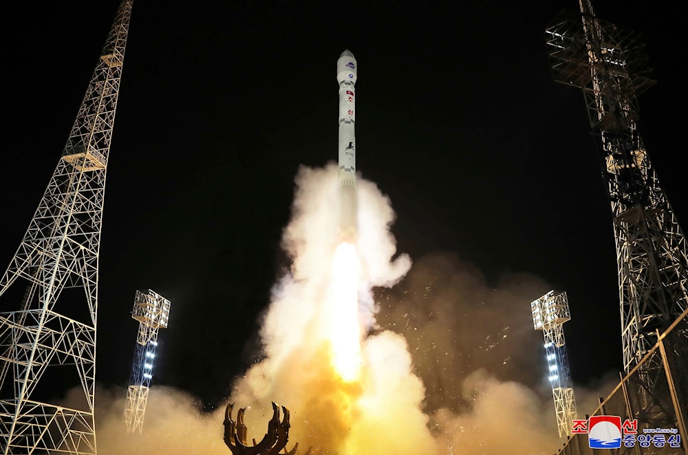 This photo provided by the DPRK's government shows the launch of the Malligyong-1, satellite, into orbit on Nov. 21, 2023. (AP)