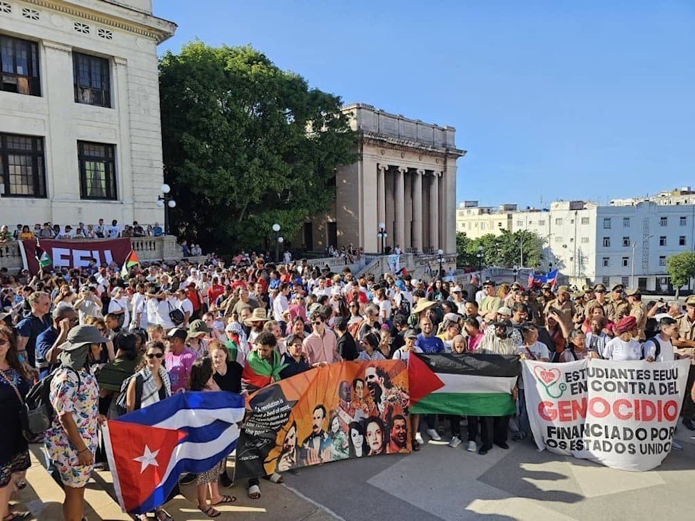 Students protest in support of Palestine at the University of Havana in Cuba on May 6, 2024. (Social Media)