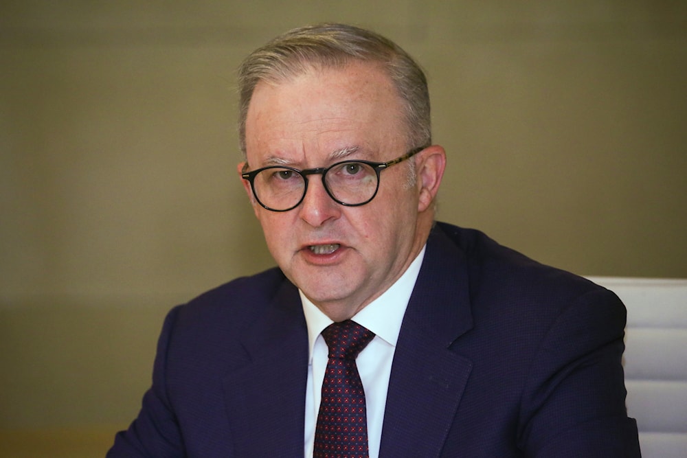 Australian Prime Minister Anthony Albanese speaks during a virtual National Cabinet meeting on May 1, 2024. (AP)