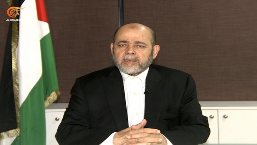 Mousa Abu Marzouk, the head of Hamas's international relations office speaking to Al Mayaden on June 2, 2024. (Al Mayadeen)
