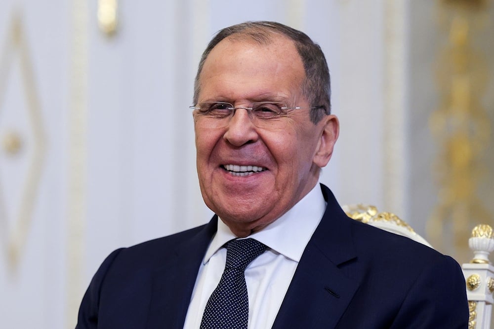 Russian Foreign Minister Sergey Lavrov on the sidelines of the St. Petersburg International Economic Forum in St. Petersburg, Russia, Thursday, June 6, 2024. (Pool/AP)