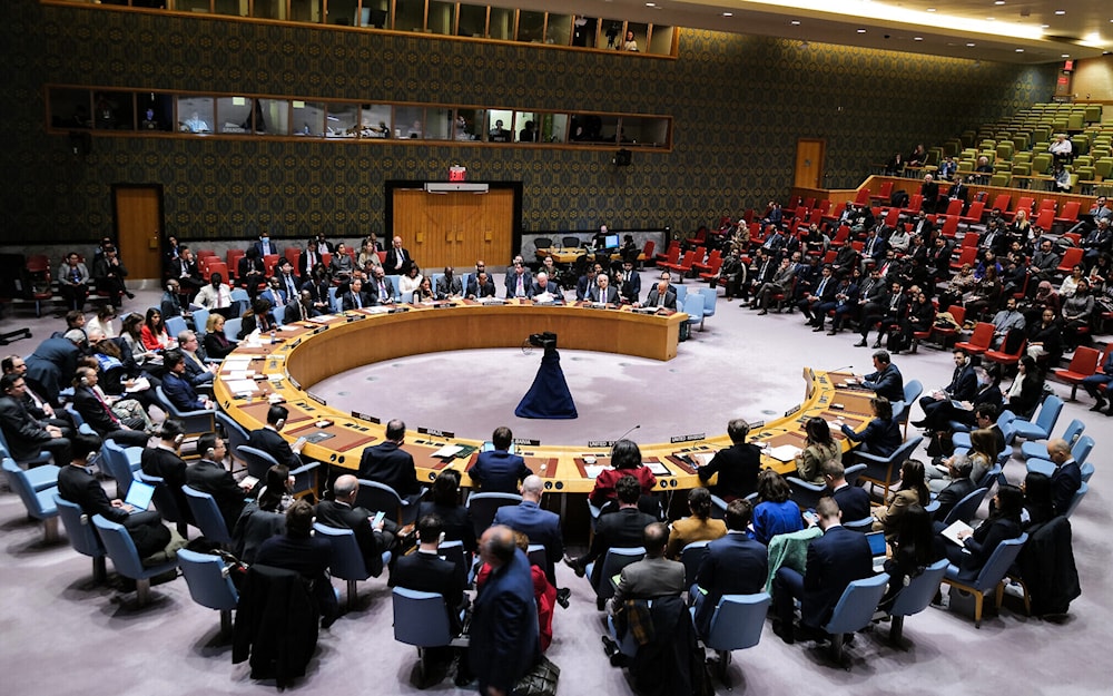 The UN Security Council meets about the situation in the Middle East at UN headquarters in New York on December 22, 2023. (AFP)