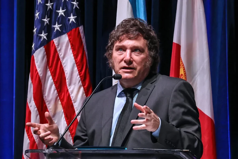 Argentine President Javier Milei at Florida International University Biscayne Bay Campus, in North Miami on April 11, 2024 (AFP via Getty Images)