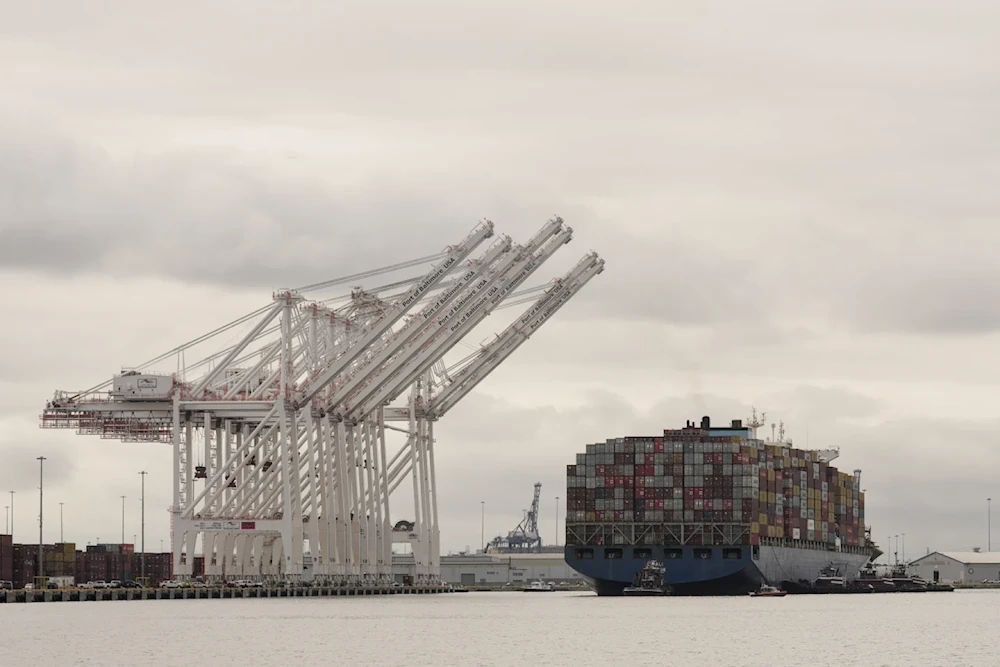 Tugboats escort the cargo ship Dali after it was refloated in Baltimore, Monday May 20, 2024. (AP)