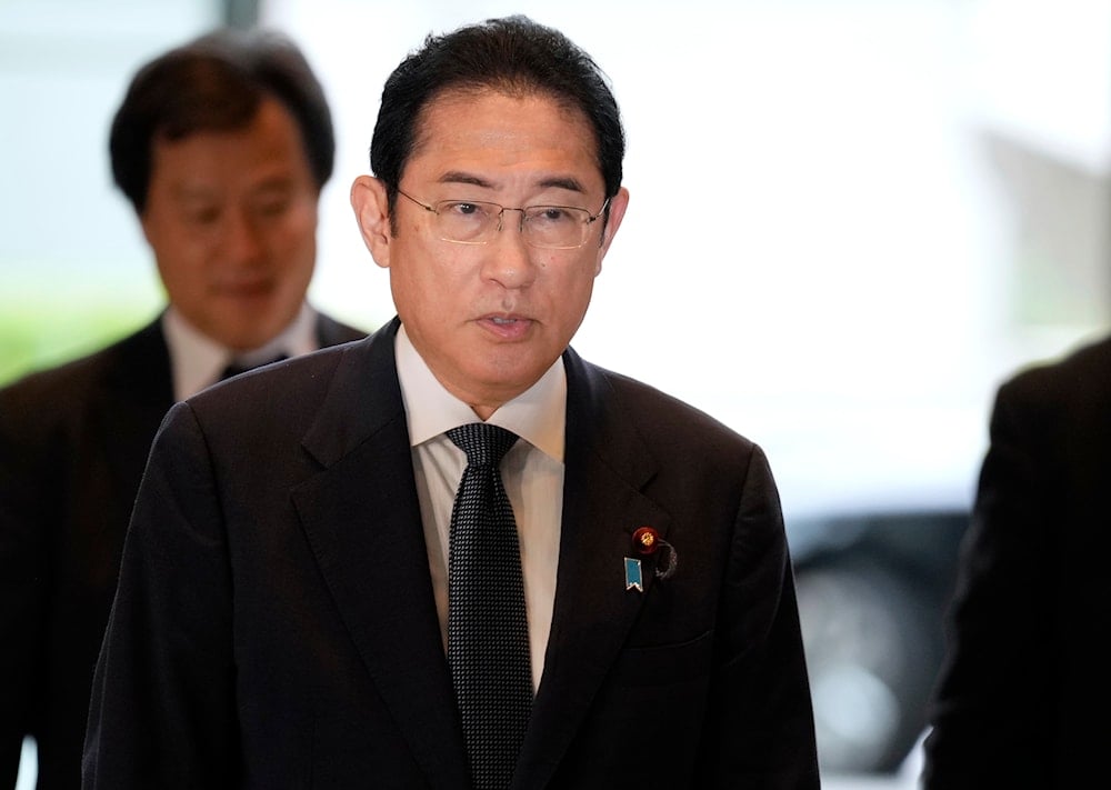 Japan's Prime Minister Fumio Kishida arrives for a meeting at his office in Tokyo Monday, June 10, 2024. (AP)