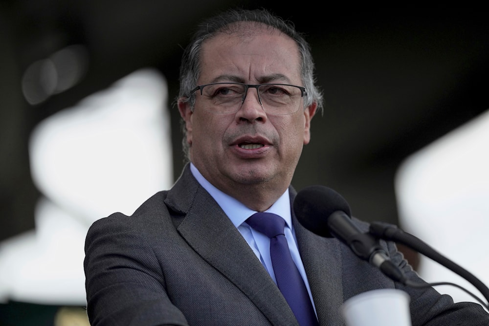 Colombia's President Gustavo Petro speak at the José María Córdoba military academy and base, in Bogota, Colombia, May 31, 2024 (AP)
