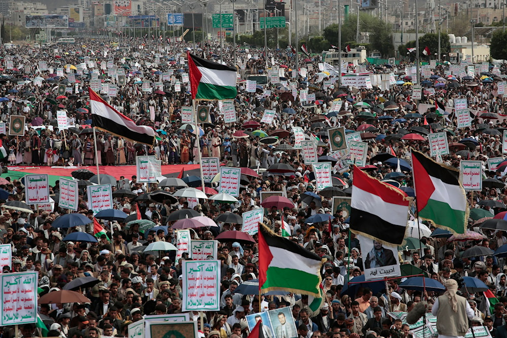 Yemenis attend anti-Israel and anti-US protests in Sanaa, Yemen, June 14, 2024 