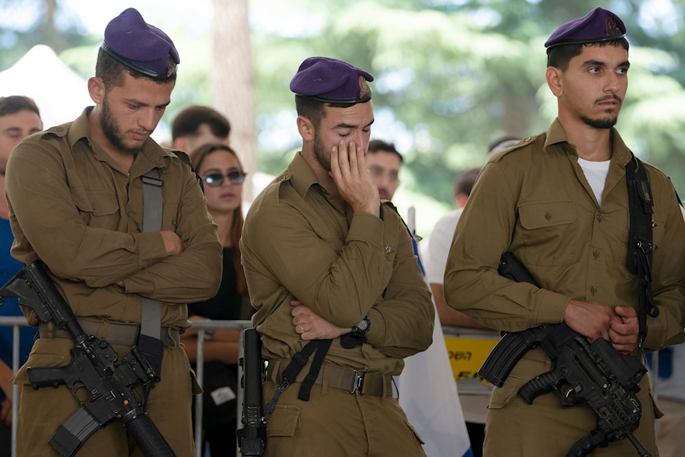 Israeli soldiers from the Givati Brigade attend the funeral for Sgt. Yonatan Elias, who was killed in action in the Gaza Strip, at Mount Herzl military cemetery in his hometown of Jerusalem, on May 31, 2024. (AP)