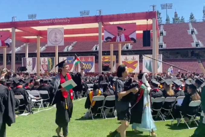 Pro-Palestine students walk out of Stanford University ceremony