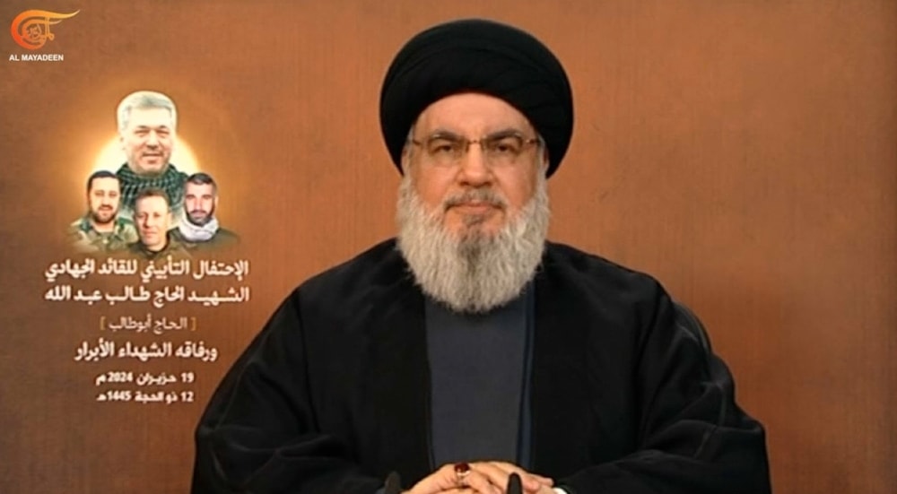 Secretary General of Hezbollah, Sayyed Hassan Nasrallah (Al Mayadeen screengrab)