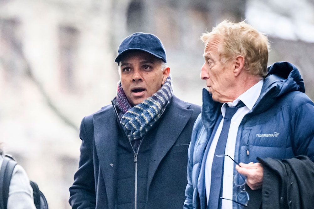 Ajay Hinduja, left, arrives at court in Geneva in January. (AFP)